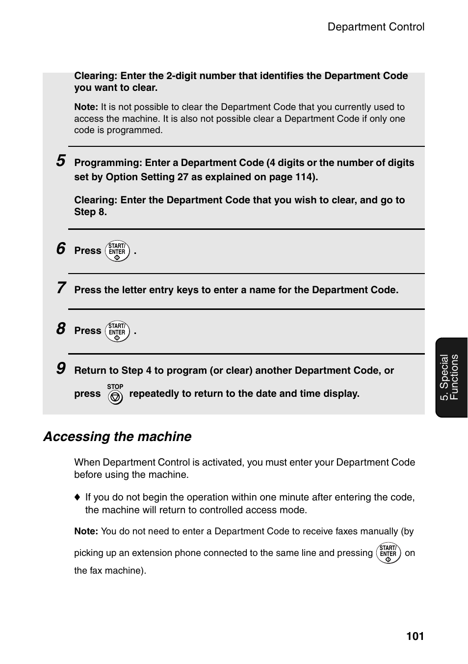 Accessing the machine | Sharp FO-4470 User Manual | Page 103 / 148