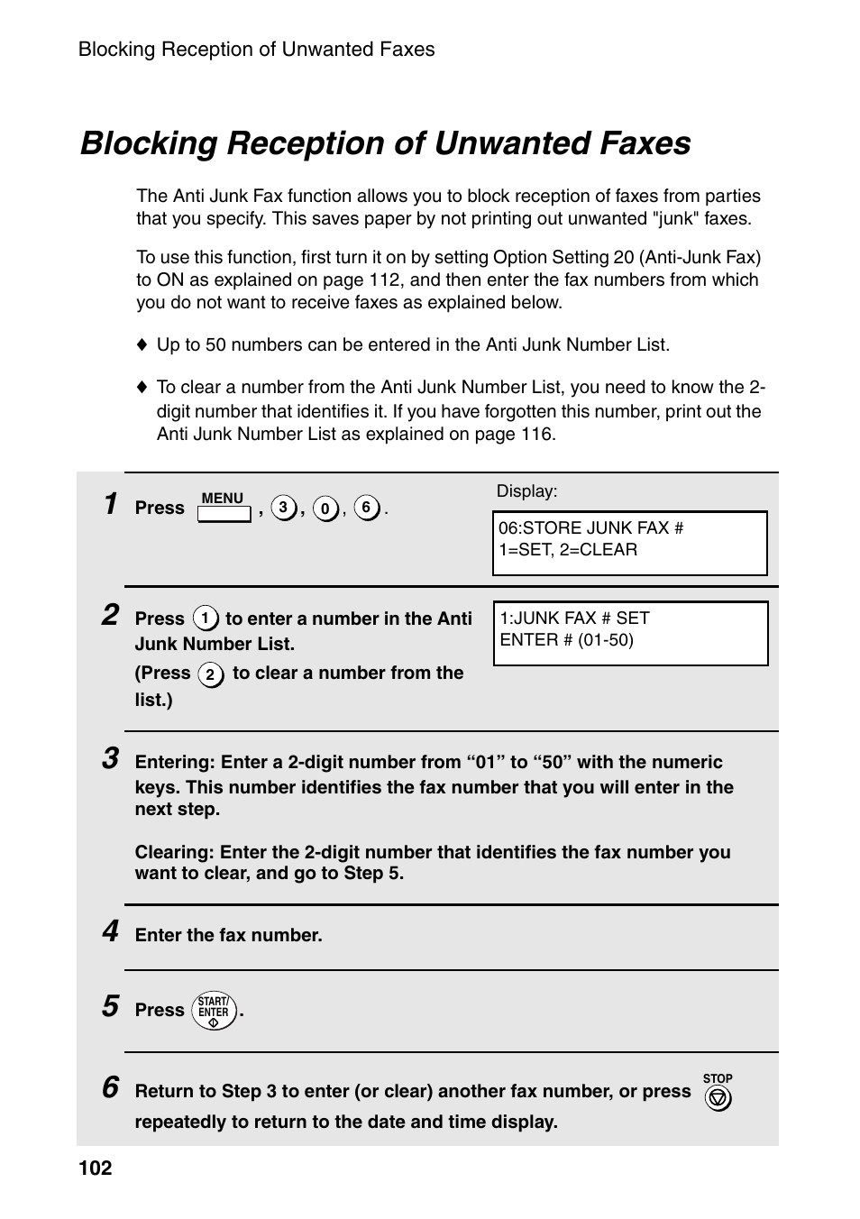 Blocking reception of unwanted faxes | Sharp FO-4470 User Manual | Page 104 / 148
