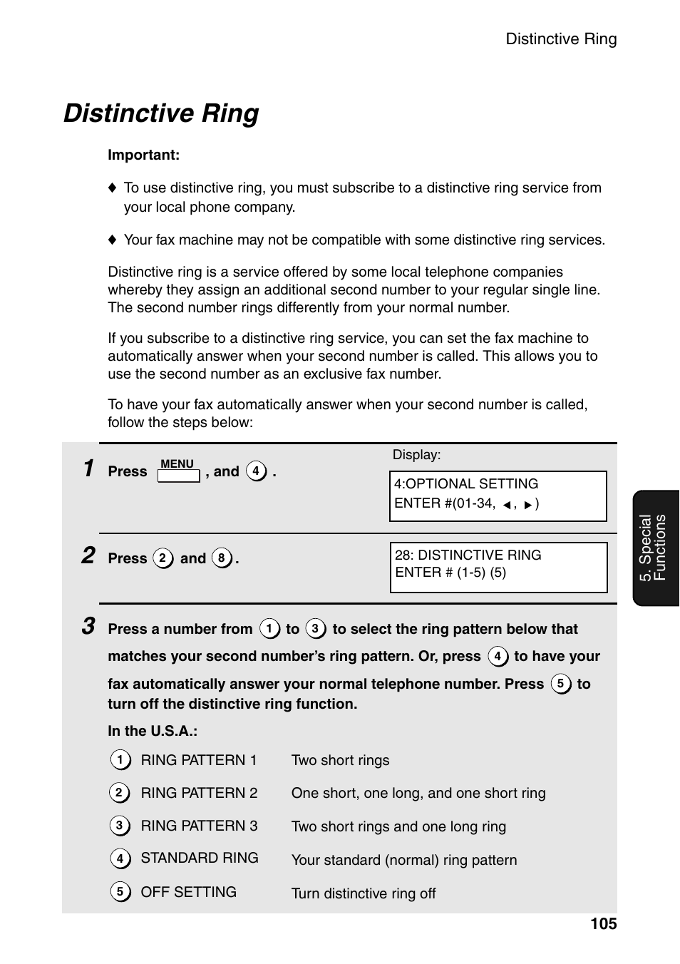Distinctive ring | Sharp FO-4470 User Manual | Page 107 / 148