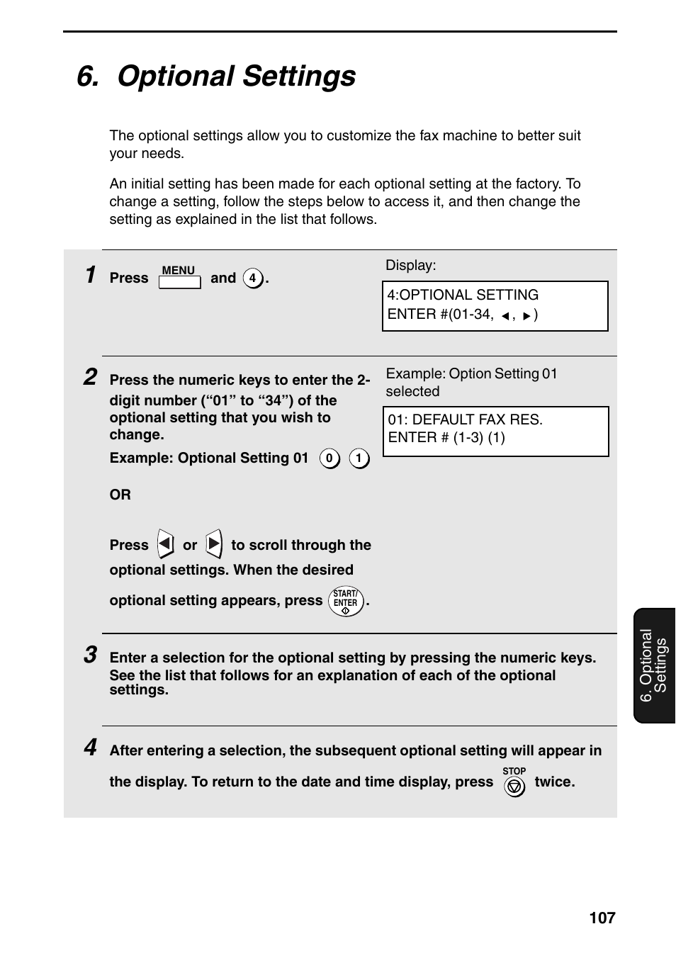 Optional settings | Sharp FO-4470 User Manual | Page 109 / 148
