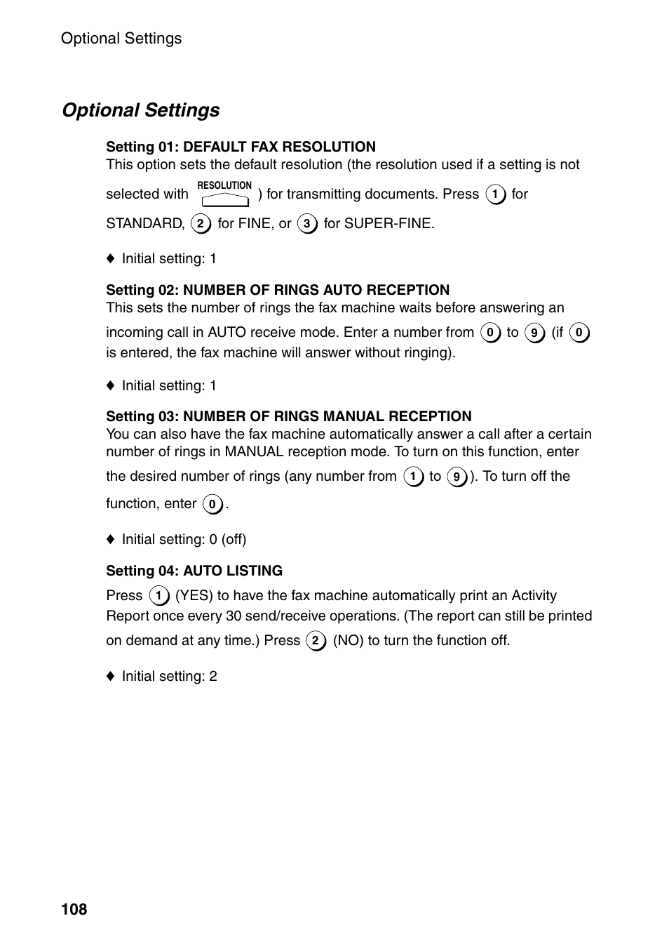 Optional settings | Sharp FO-4470 User Manual | Page 110 / 148