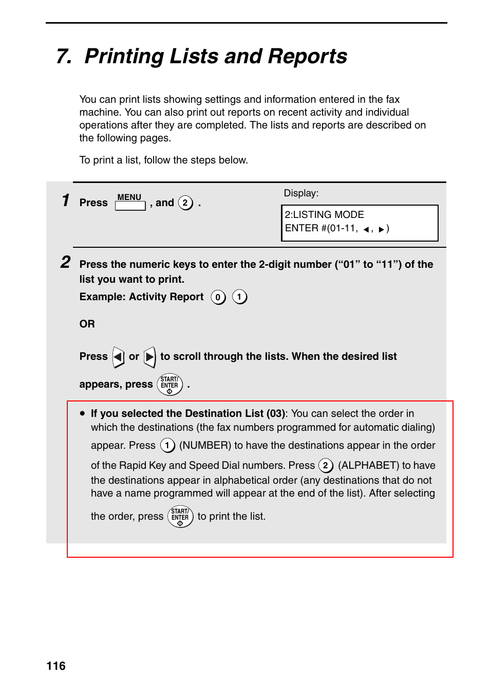 Printing lists and reports | Sharp FO-4470 User Manual | Page 118 / 148