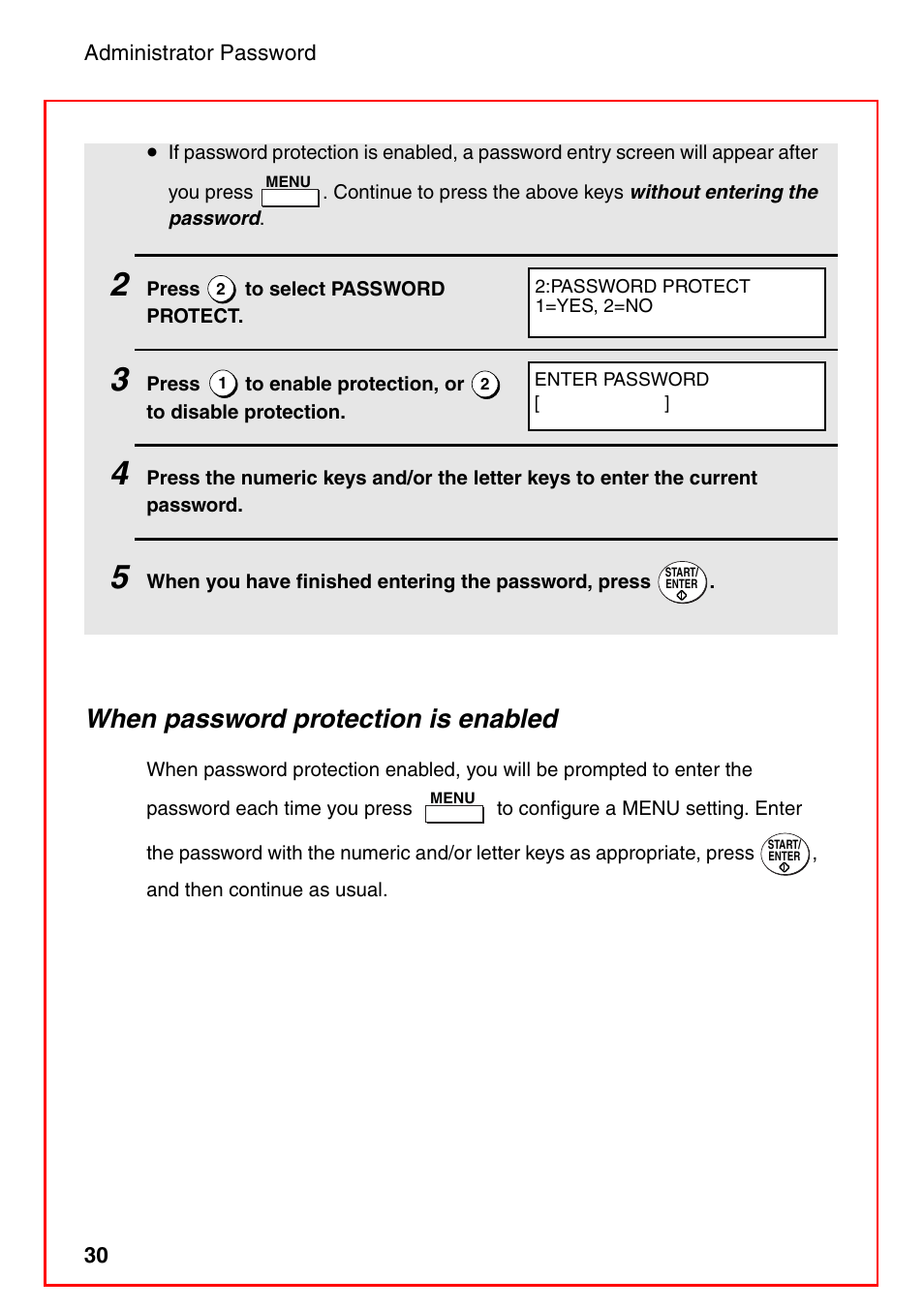 When password protection is enabled | Sharp FO-4470 User Manual | Page 32 / 148
