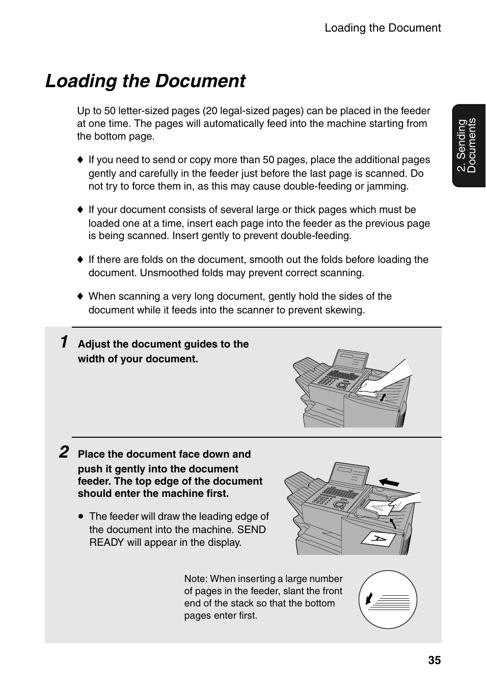 Loading the document | Sharp FO-4470 User Manual | Page 37 / 148