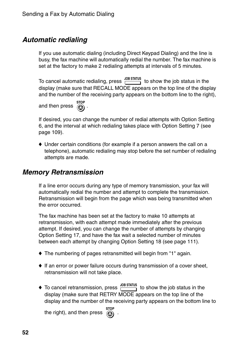 Automatic redialing | Sharp FO-4470 User Manual | Page 54 / 148