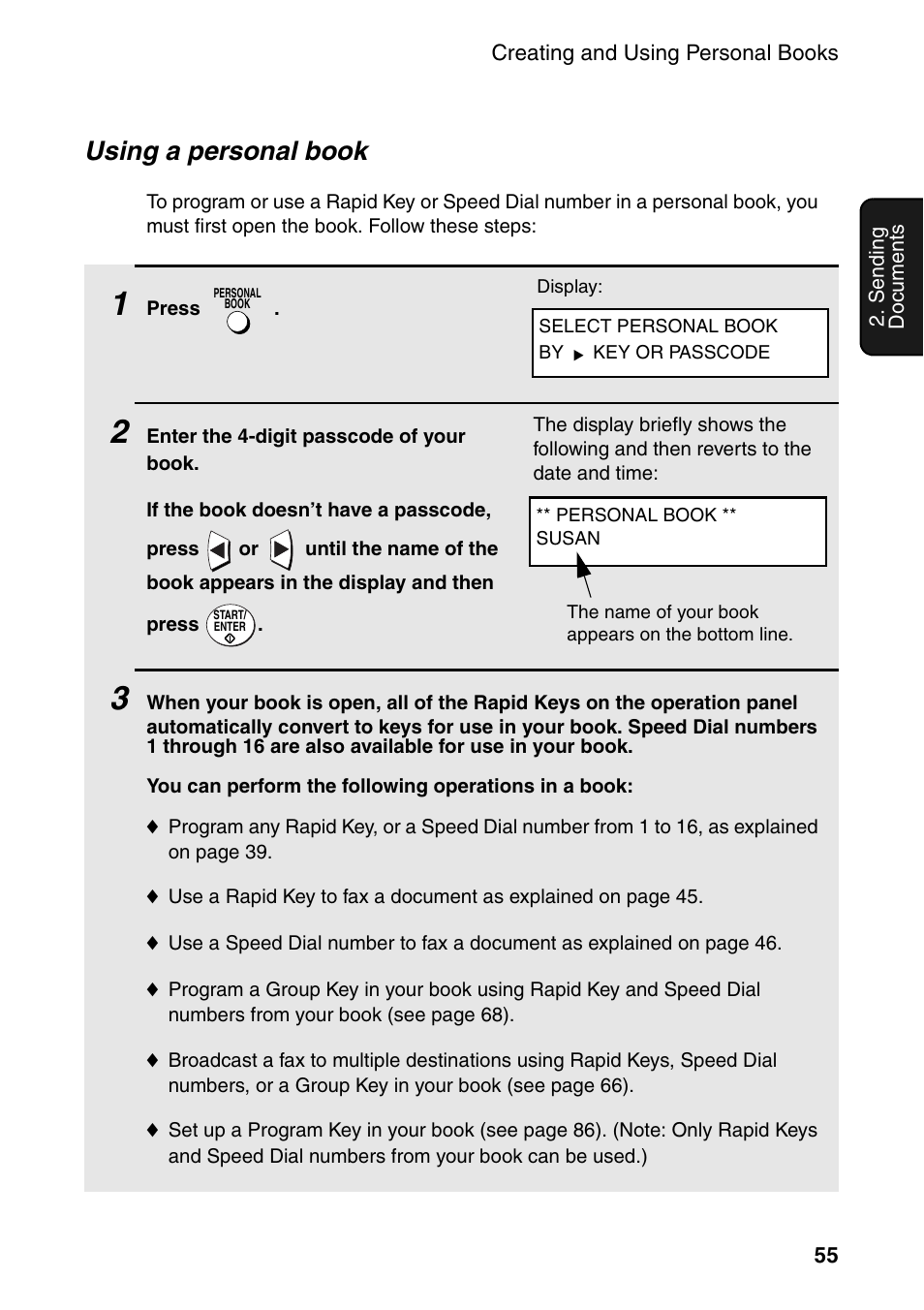Using a personal book | Sharp FO-4470 User Manual | Page 57 / 148