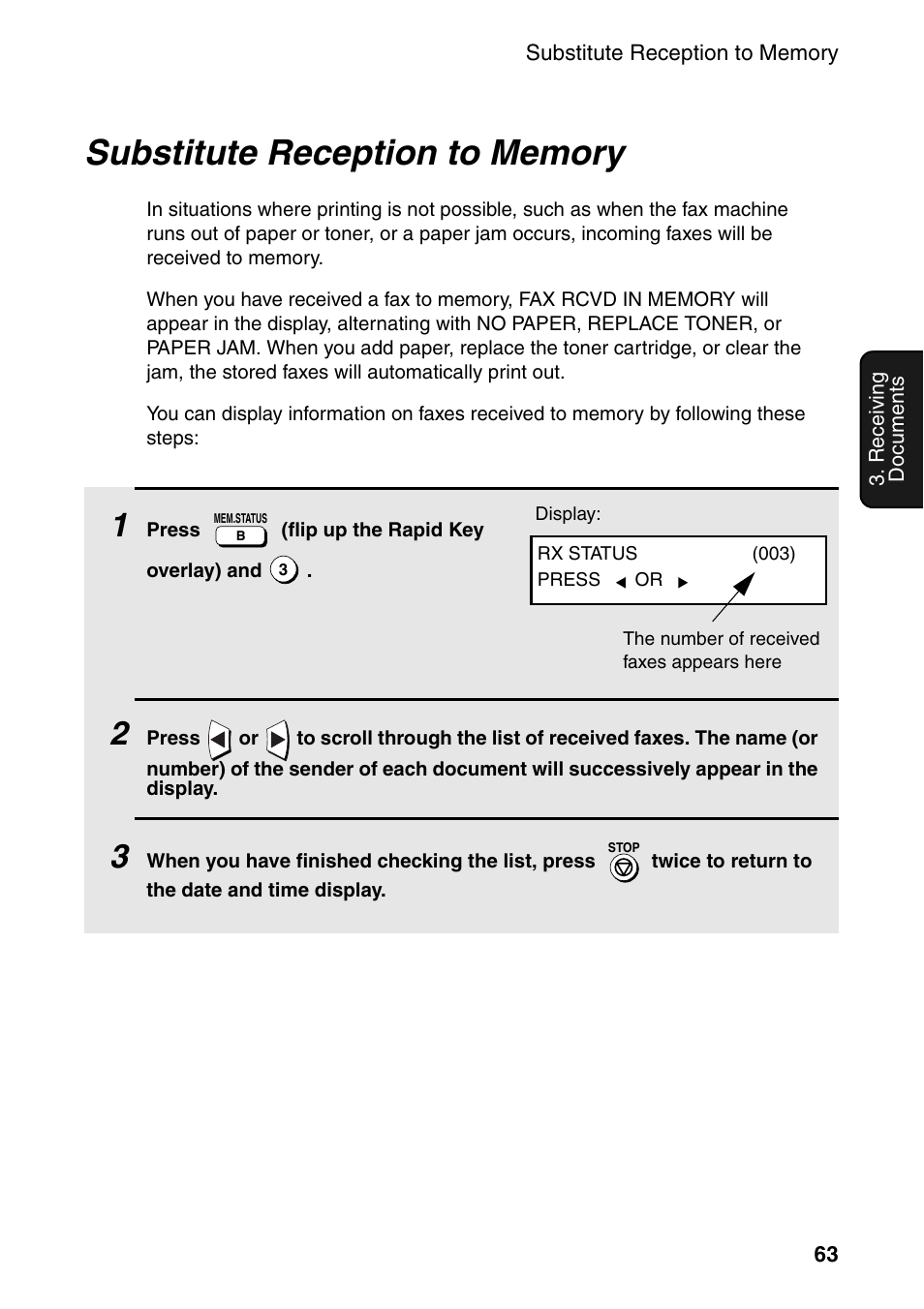 Substitute reception to memory | Sharp FO-4470 User Manual | Page 65 / 148