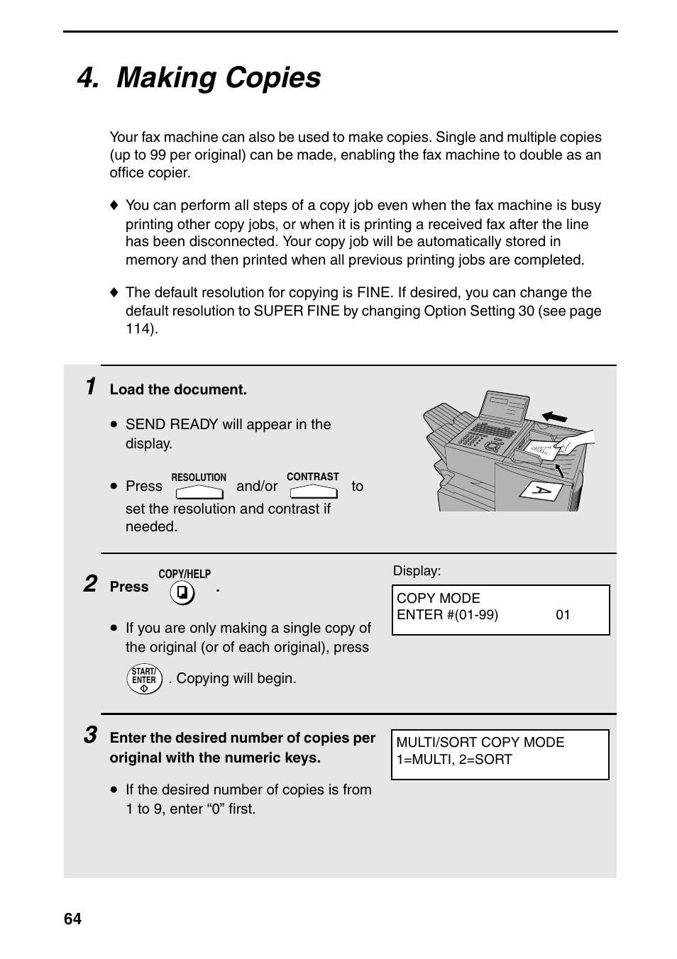 Making copies | Sharp FO-4470 User Manual | Page 66 / 148