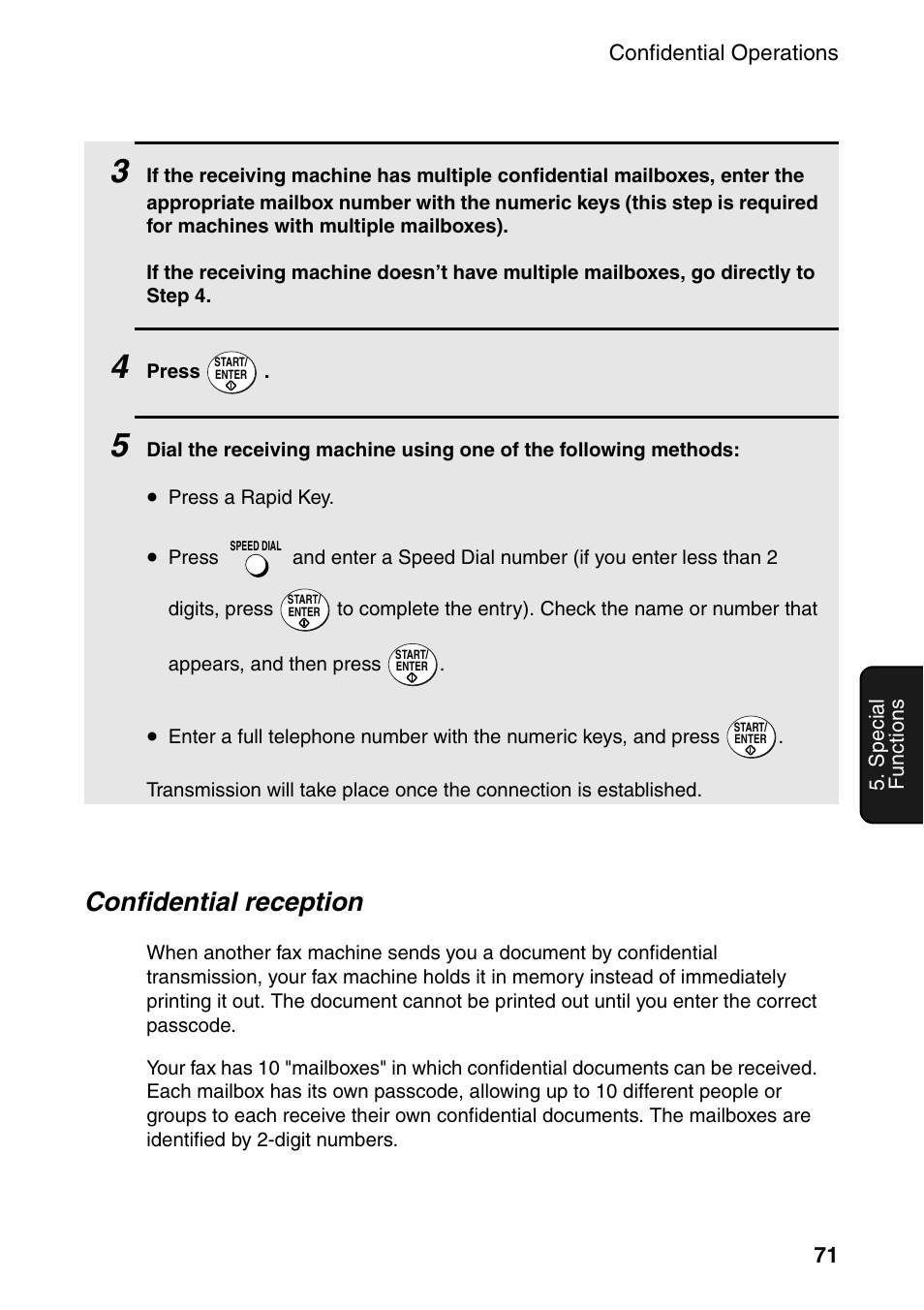 Confidential reception | Sharp FO-4470 User Manual | Page 73 / 148