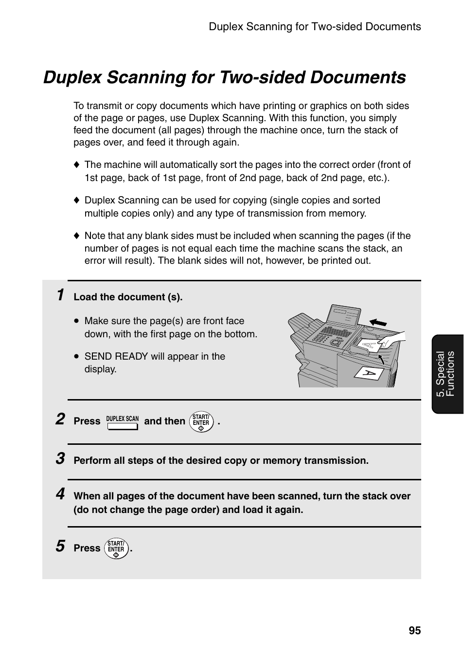 Duplex scanning for two-sided documents | Sharp FO-4470 User Manual | Page 97 / 148