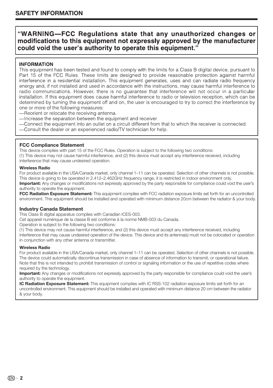 Safety information | Sharp AQUOS BD-HP80U User Manual | Page 4 / 71