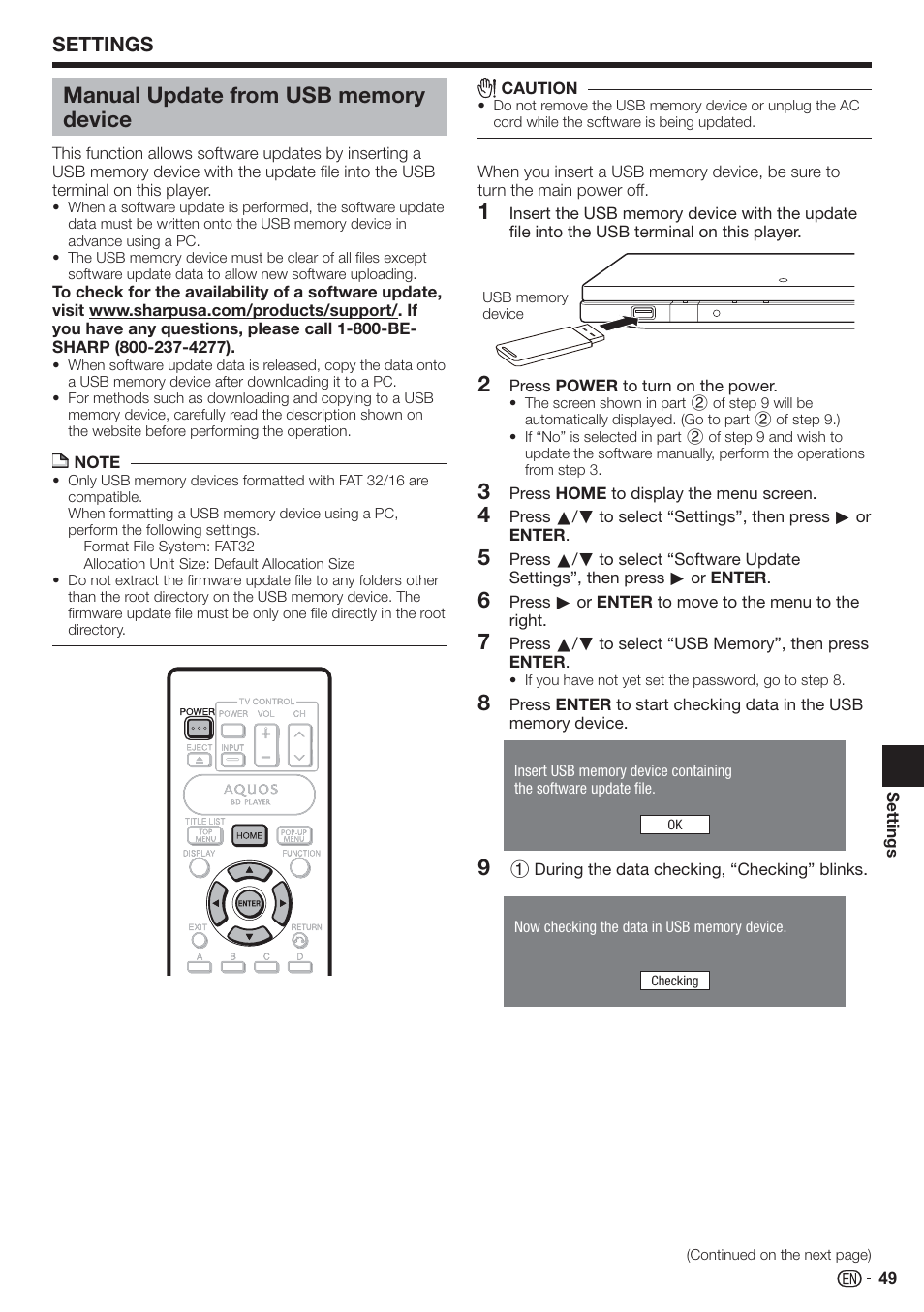 Settings | Sharp AQUOS BD-HP80U User Manual | Page 51 / 71