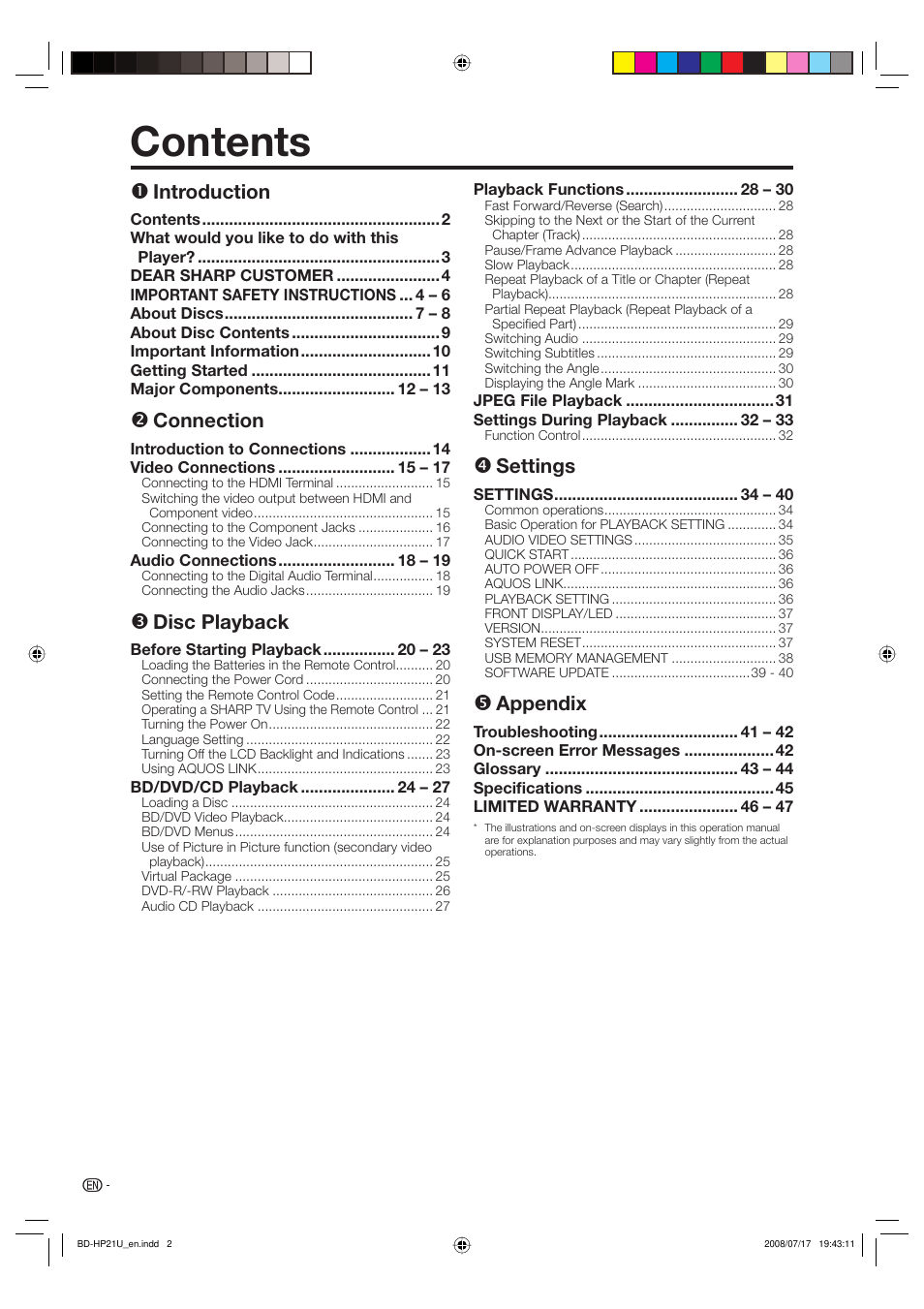 Sharp BD-HP21U User Manual | Page 4 / 51