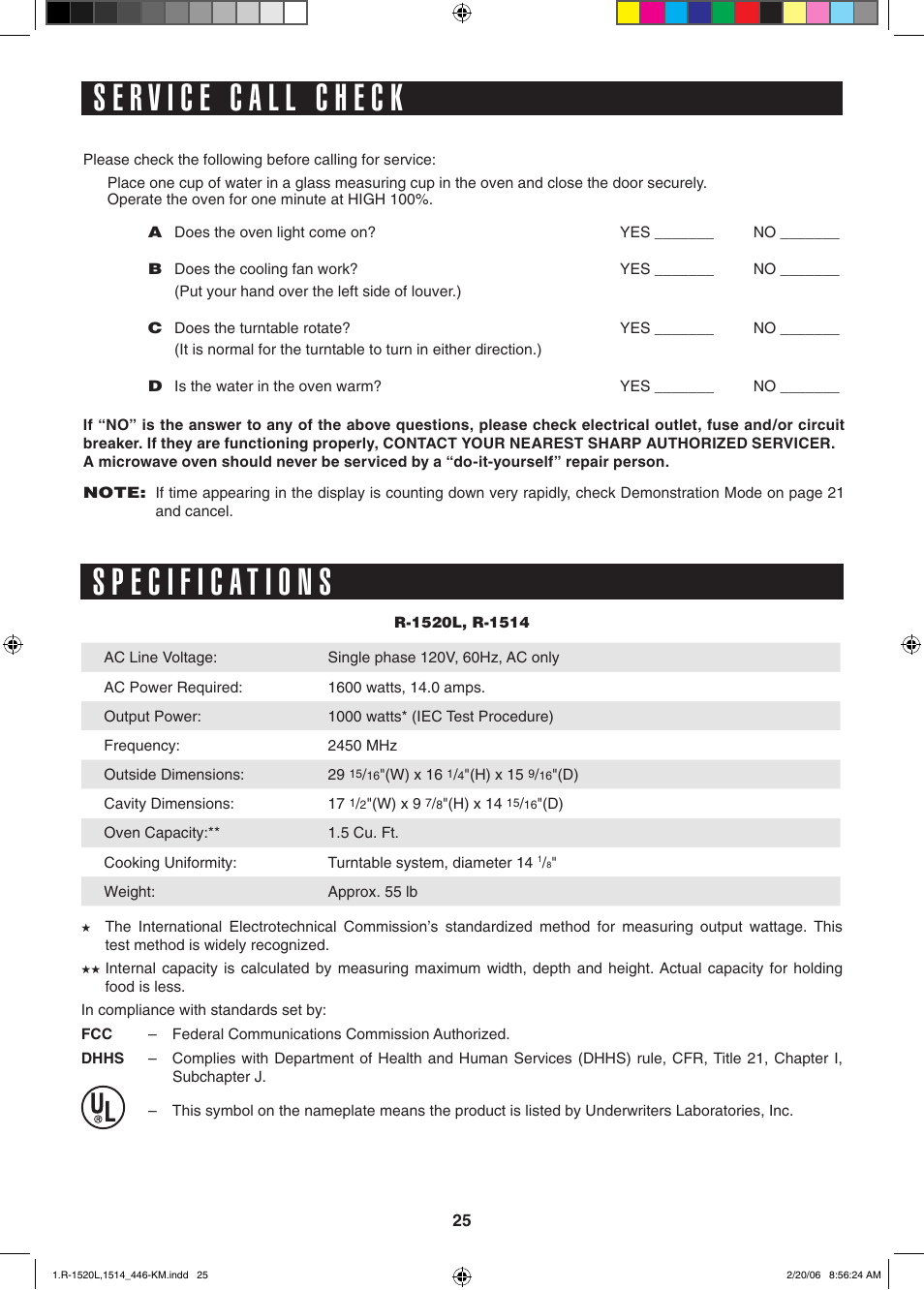 Sharp R-1520L User Manual | Page 25 / 32