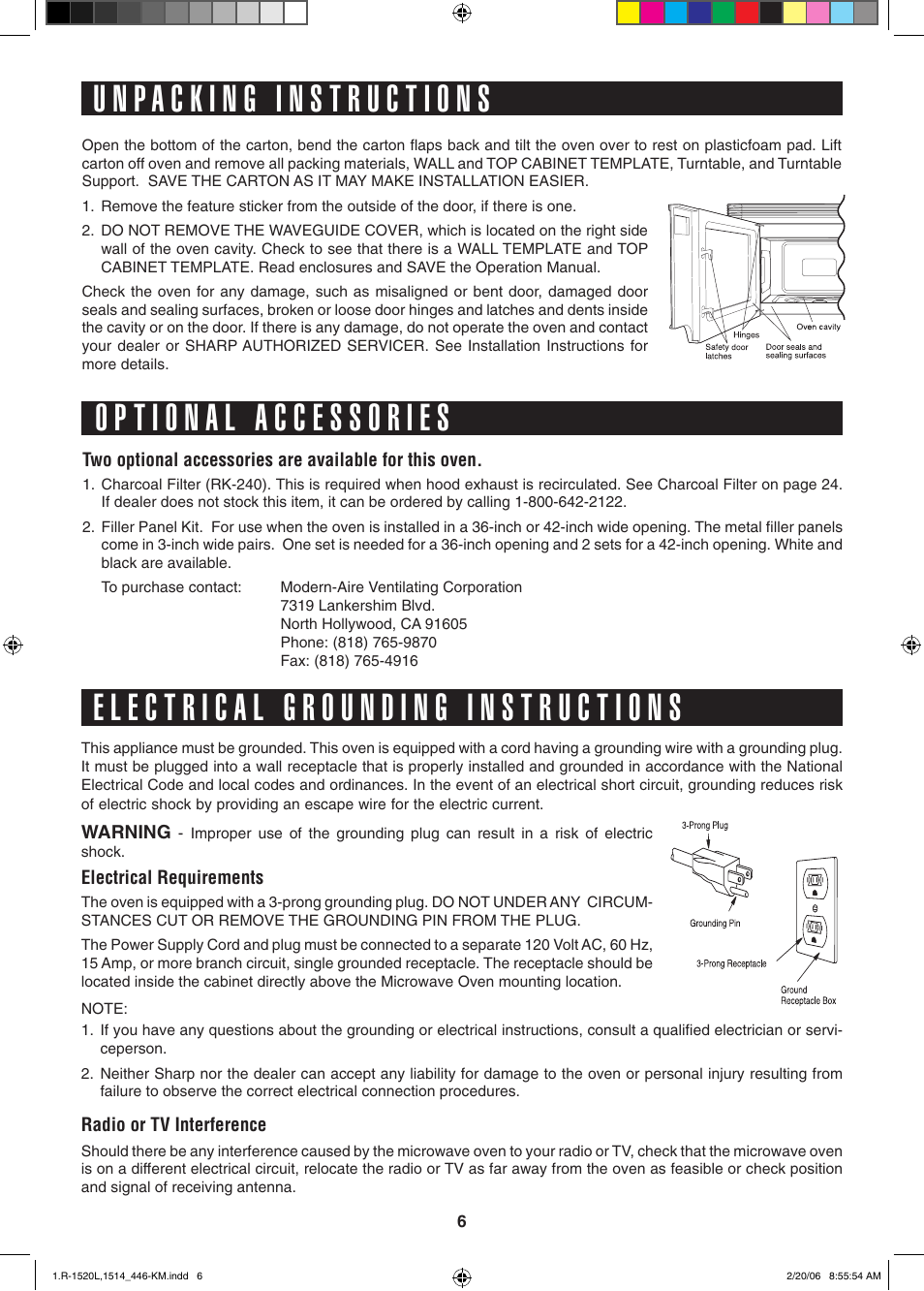 Sharp R-1520L User Manual | Page 6 / 32