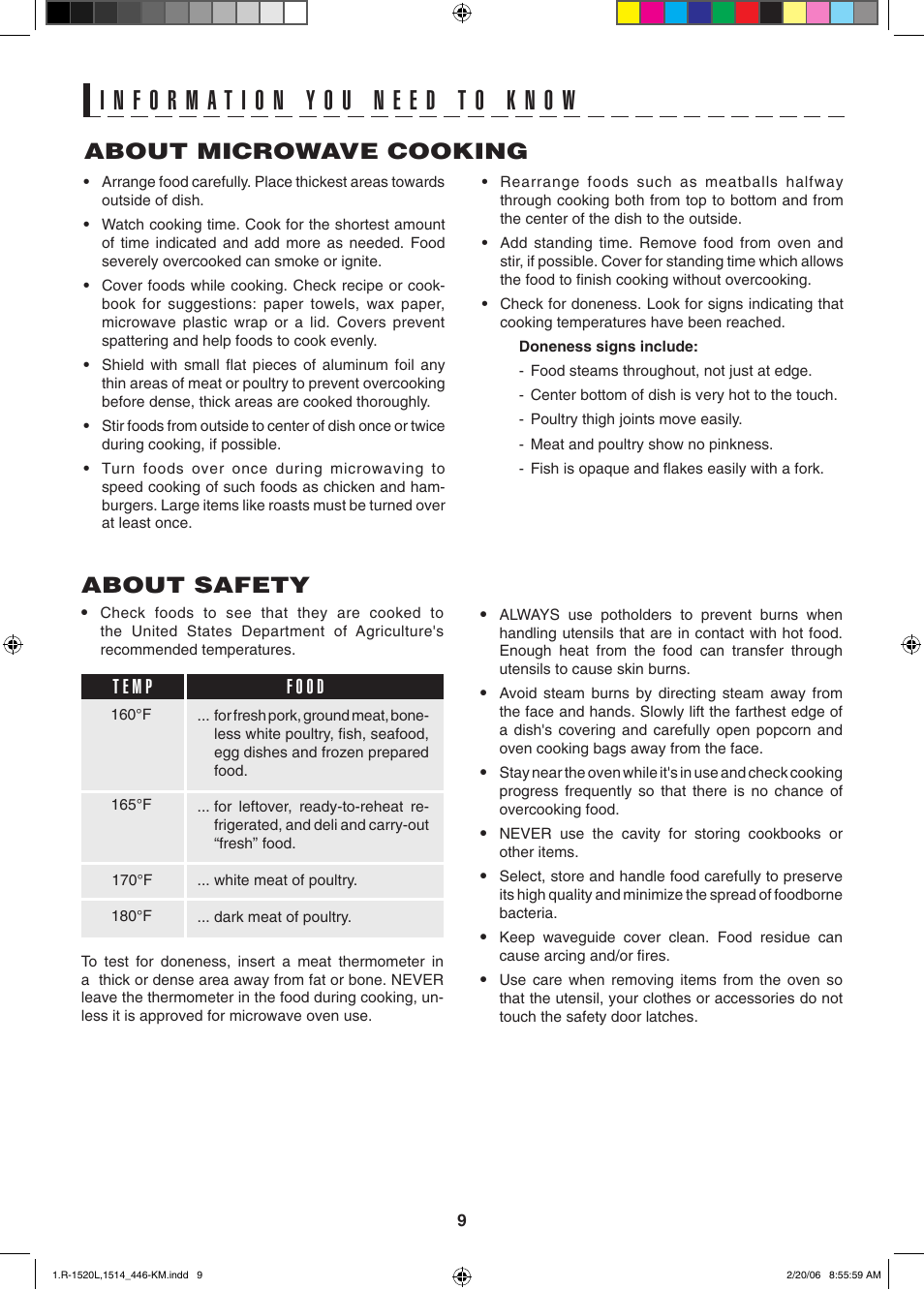 About microwave cooking, About safety | Sharp R-1520L User Manual | Page 9 / 32