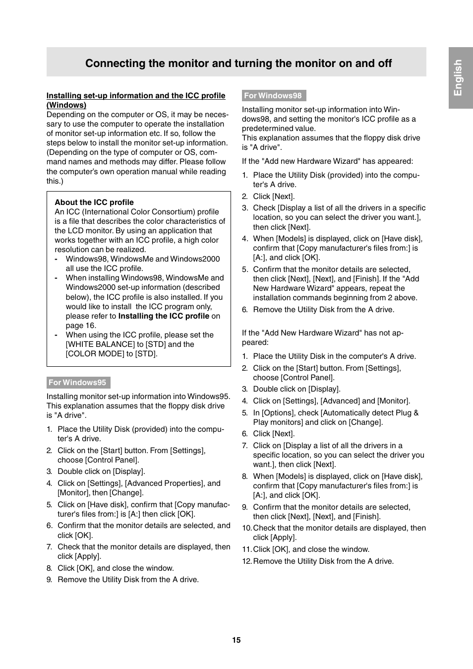 English | Sharp LL-T1811W User Manual | Page 15 / 144