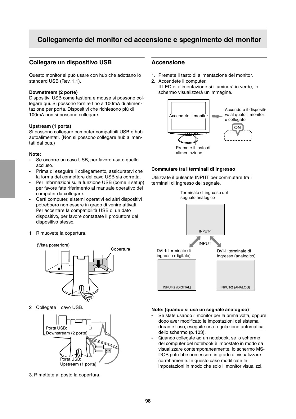 Collegare un dispositivo usb, Accensione | Sharp LL-T1811W User Manual | Page 98 / 144