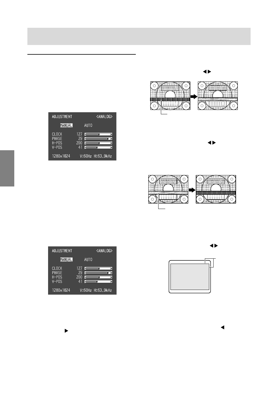 Regolazione manuale dello schermo | Sharp LL-T1610W User Manual | Page 104 / 143