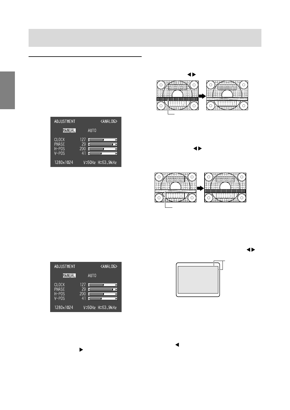 Einstellen der bildschirmanzeige, Manuelle bildschirmeinstellung, Bei verwendung eines analogsignals) | Sharp LL-T1610W User Manual | Page 48 / 143