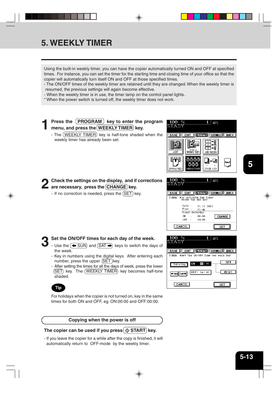 Weekly timer | Sharp AR-651 User Manual | Page 103 / 178