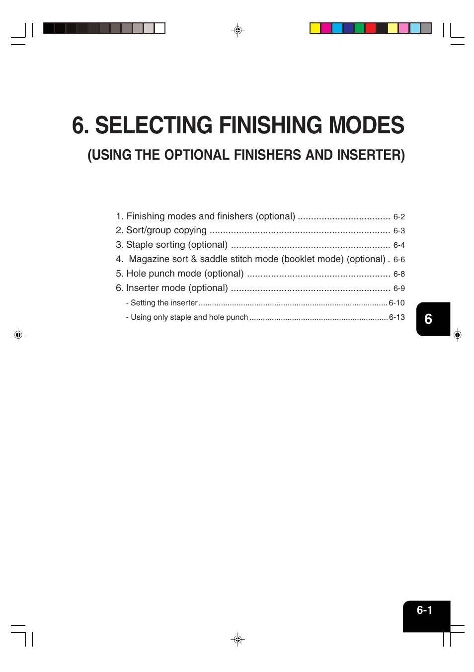 Selecting finishing modes, Using the optional finishers and inserter) | Sharp AR-651 User Manual | Page 121 / 178