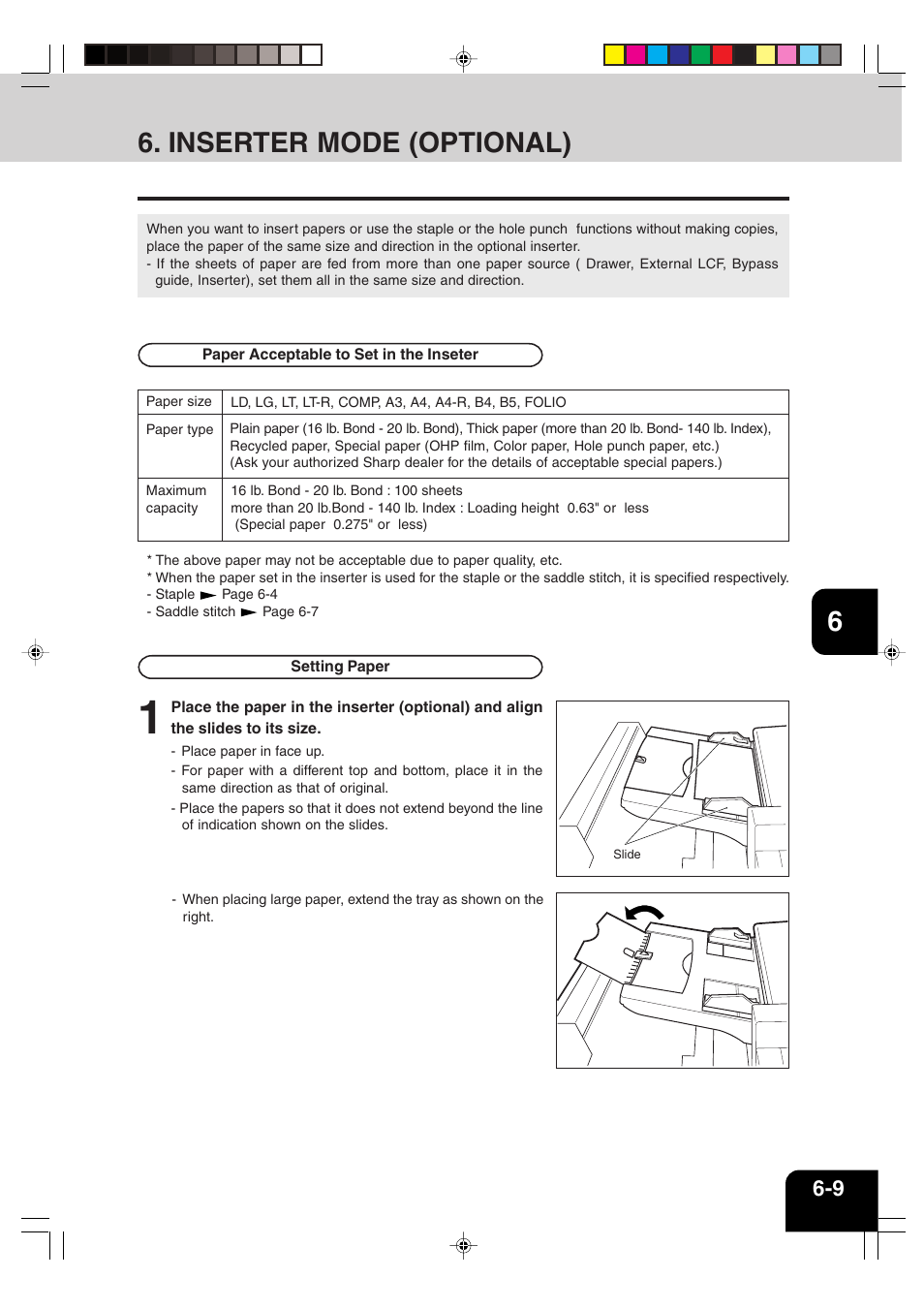 Inserter mode (optional) | Sharp AR-651 User Manual | Page 129 / 178