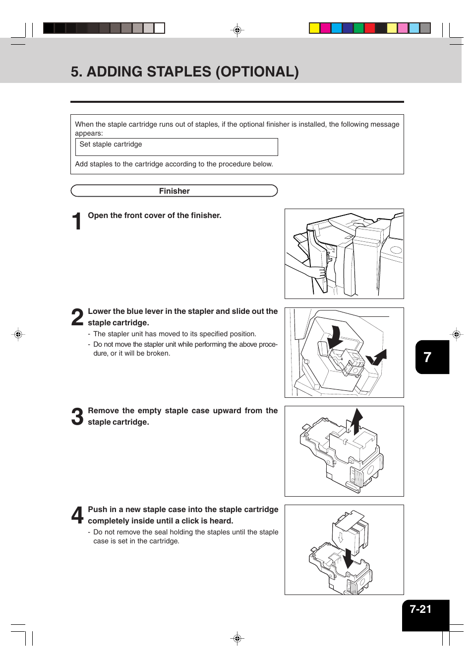 Adding staples (optional) | Sharp AR-651 User Manual | Page 155 / 178