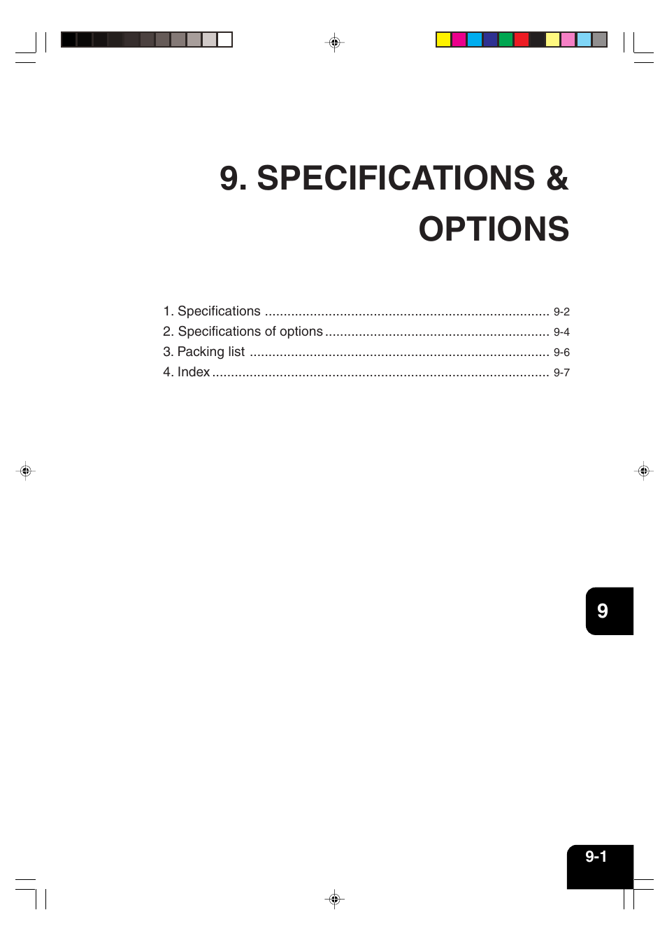 Specifications & options | Sharp AR-651 User Manual | Page 167 / 178