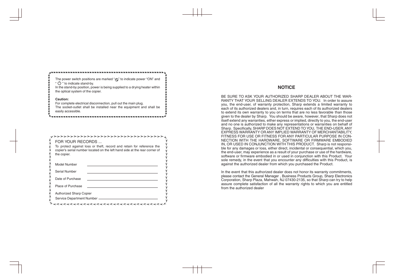 Notice | Sharp AR-651 User Manual | Page 2 / 178