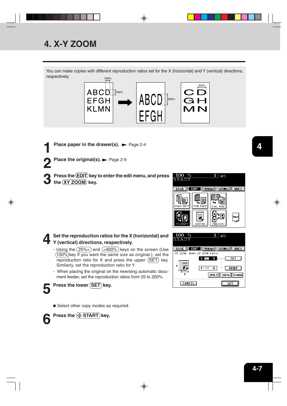 X-y zoom | Sharp AR-651 User Manual | Page 63 / 178