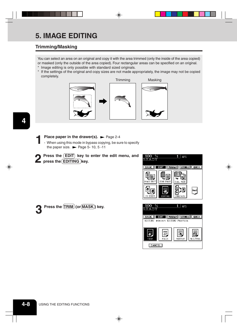 Image editing | Sharp AR-651 User Manual | Page 64 / 178