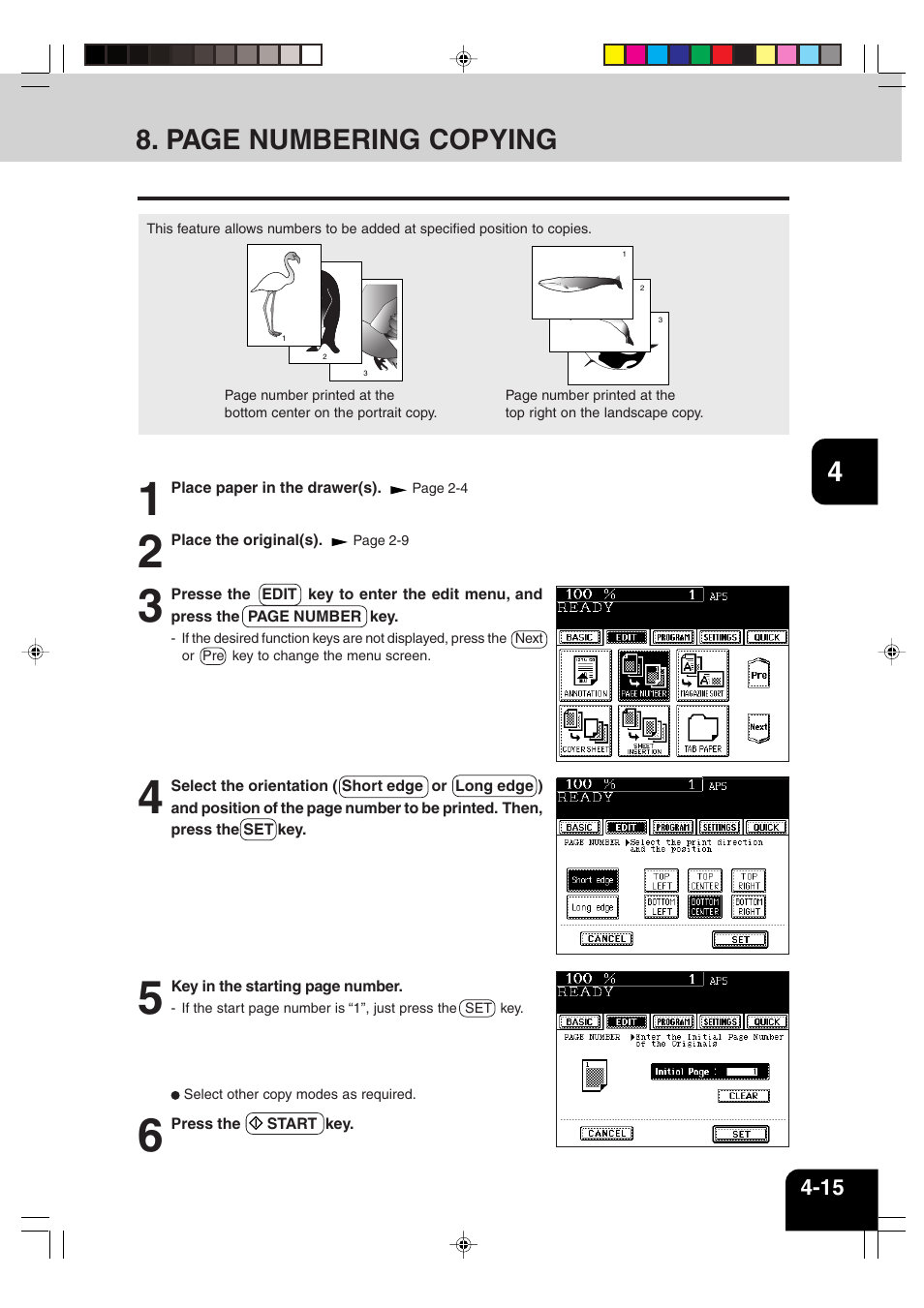 Page numbering copying | Sharp AR-651 User Manual | Page 71 / 178