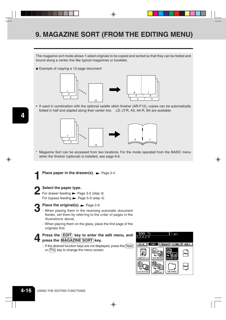 Magazine sort (from the editing menu) | Sharp AR-651 User Manual | Page 72 / 178