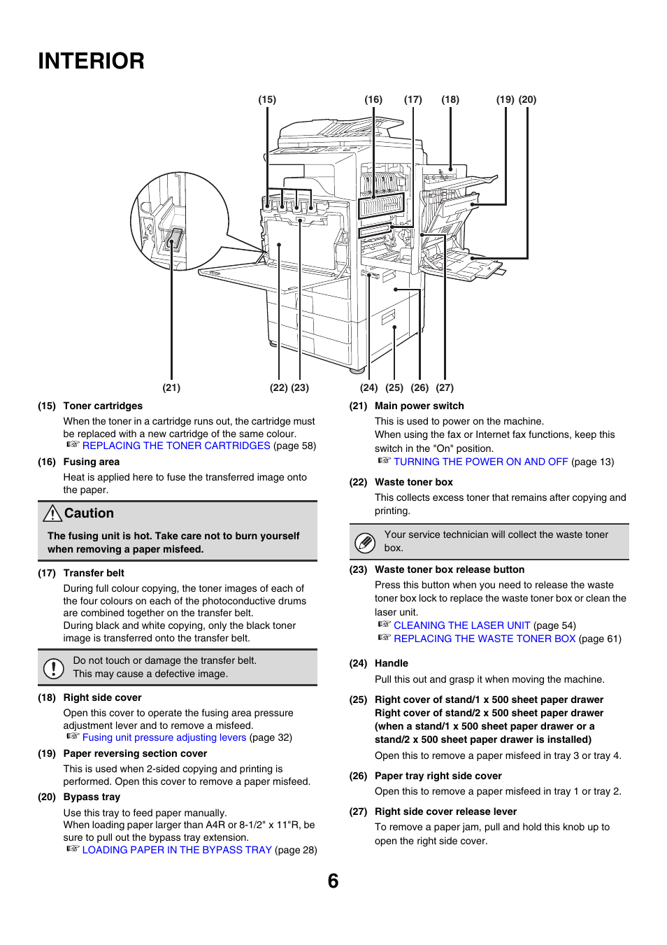 Interior, Caution | Sharp MX-2700N User Manual | Page 7 / 67