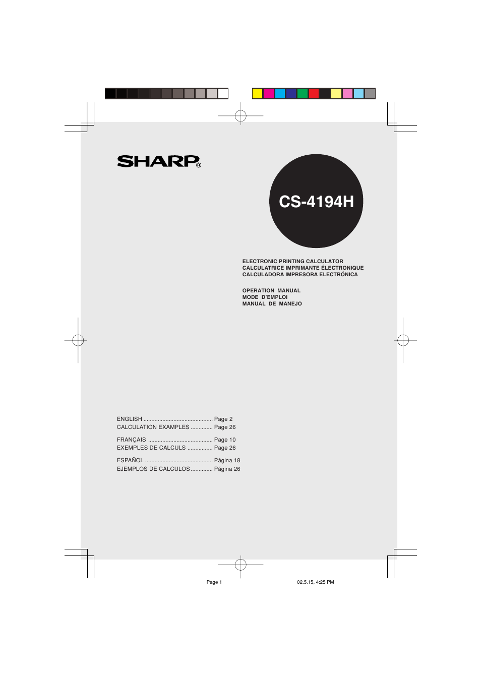 Sharp CS-4194H User Manual | 44 pages