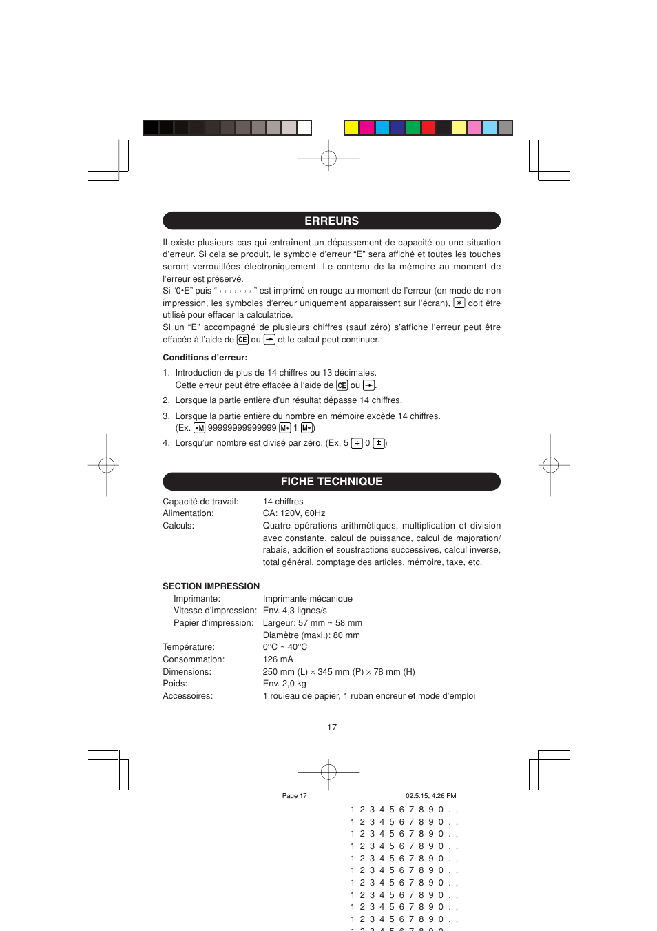 Erreurs fiche technique | Sharp CS-4194H User Manual | Page 19 / 44