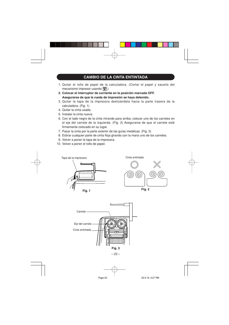 Cambio de la cinta entintada | Sharp CS-4194H User Manual | Page 25 / 44