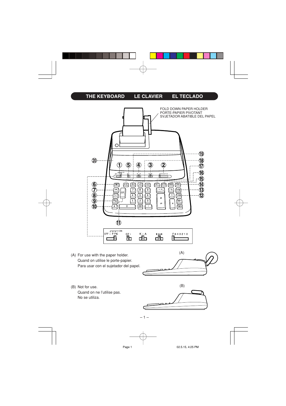 The keyboard le clavier el teclado | Sharp CS-4194H User Manual | Page 3 / 44