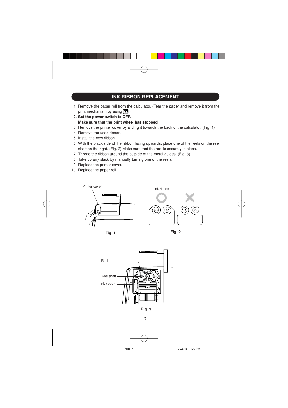 Ink ribbon replacement | Sharp CS-4194H User Manual | Page 9 / 44