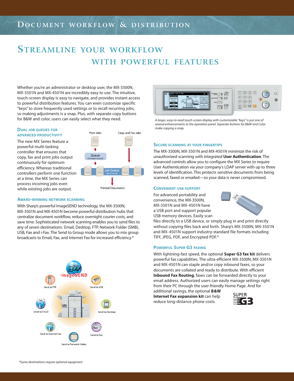 Treamline your workflow with powerful features | Sharp MX-3501N User Manual | Page 6 / 8