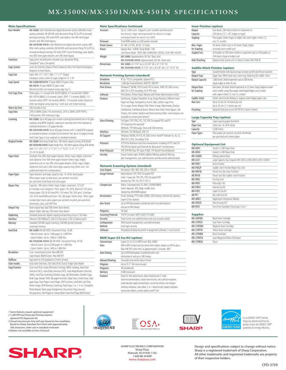 Sharp MX-3501N User Manual | Page 8 / 8