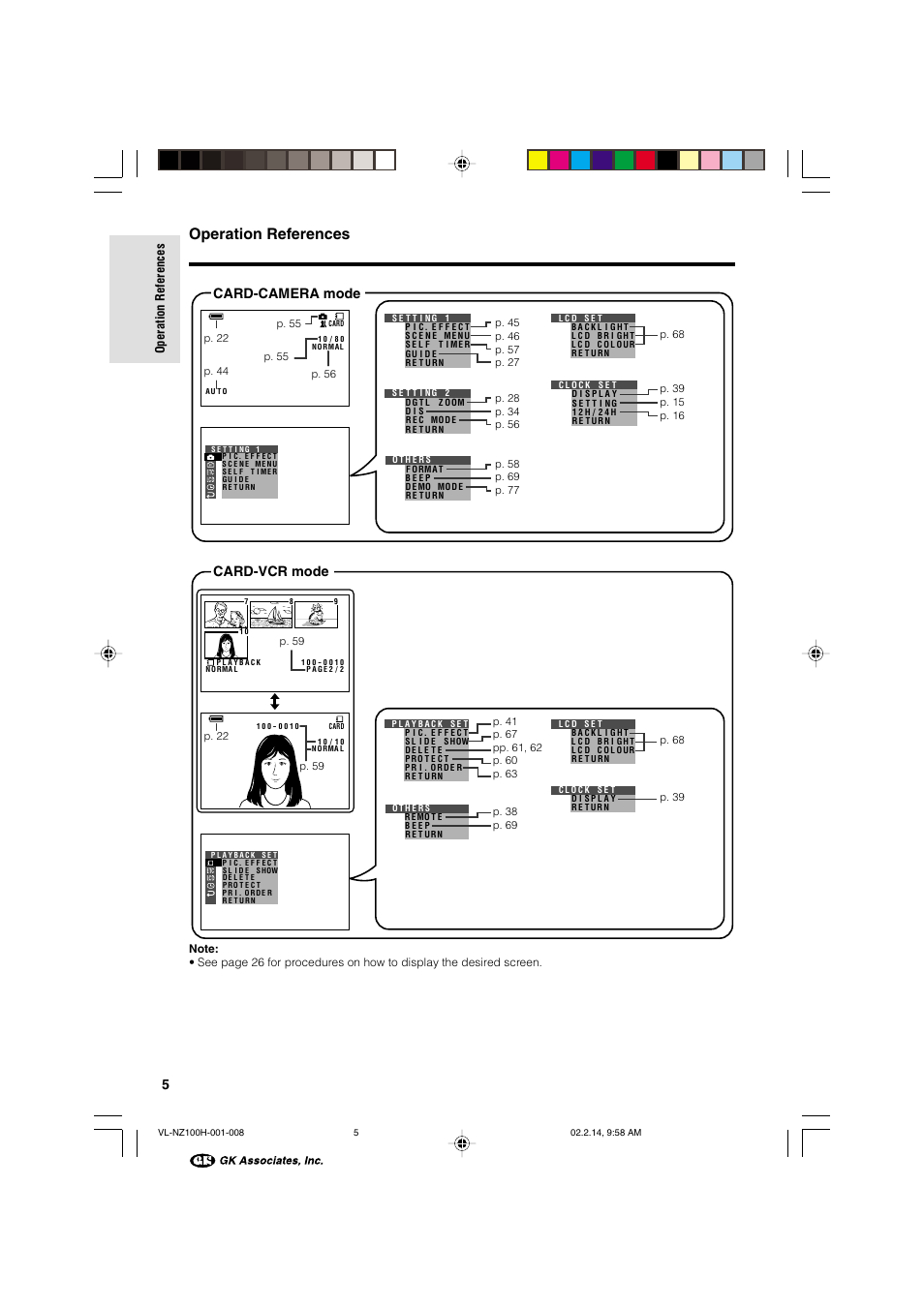 Operation references, Card-camera mode card-vcr mode | Sharp VL-NZ100S User Manual | Page 16 / 91