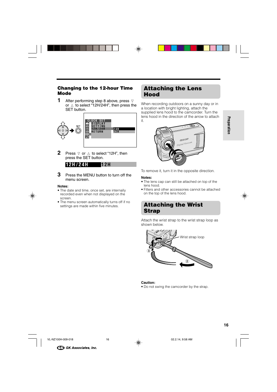 Attaching the lens hood, Attaching the wrist strap | Sharp VL-NZ100S User Manual | Page 27 / 91