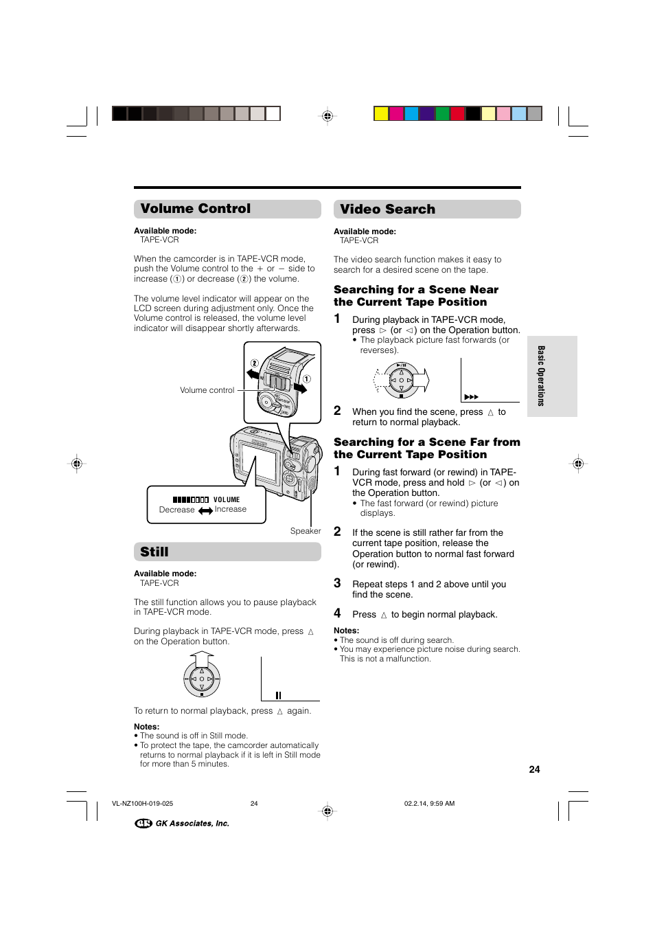 Video search, Still, Volume control | Sharp VL-NZ100S User Manual | Page 35 / 91