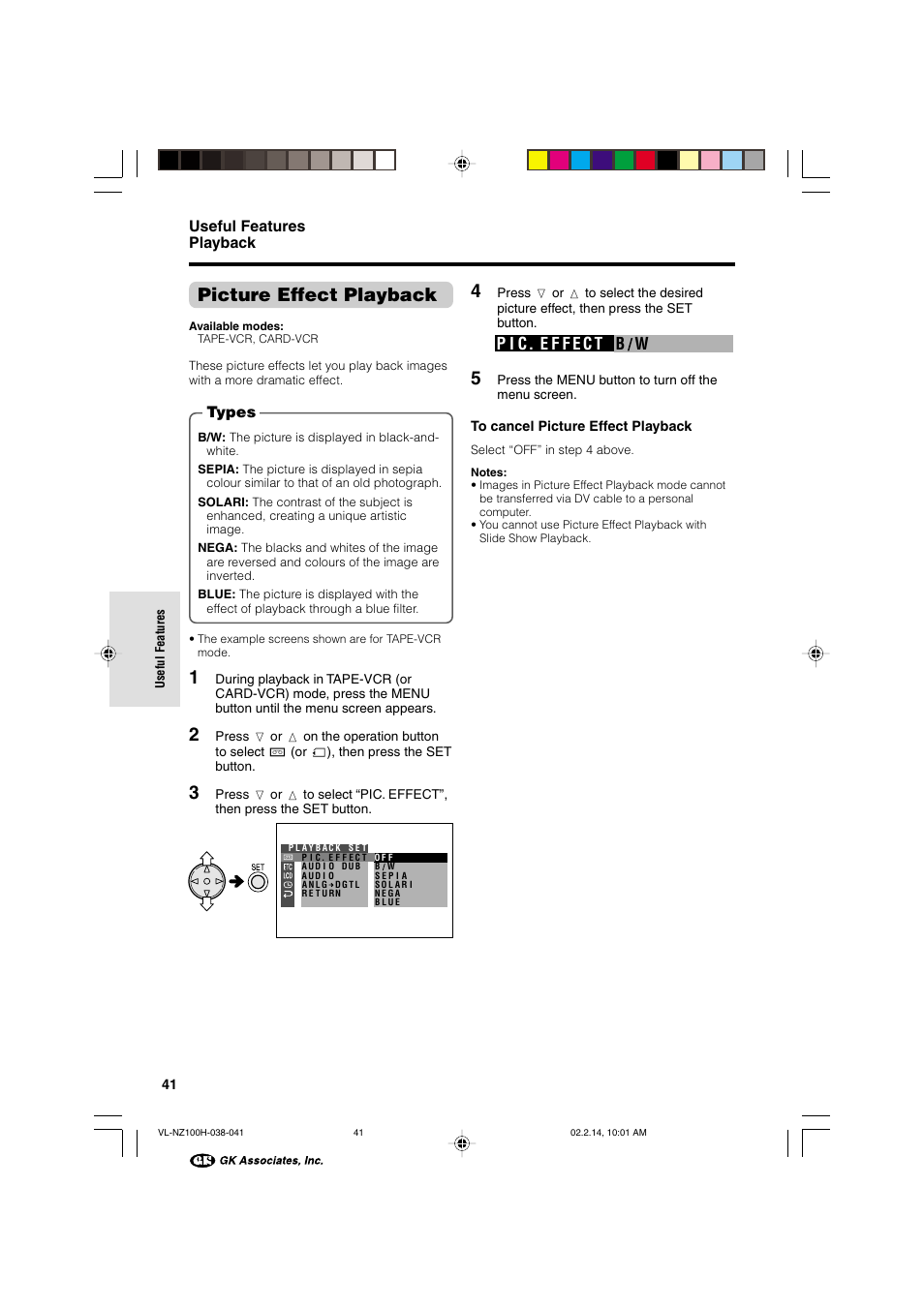 Picture effect playback | Sharp VL-NZ100S User Manual | Page 52 / 91