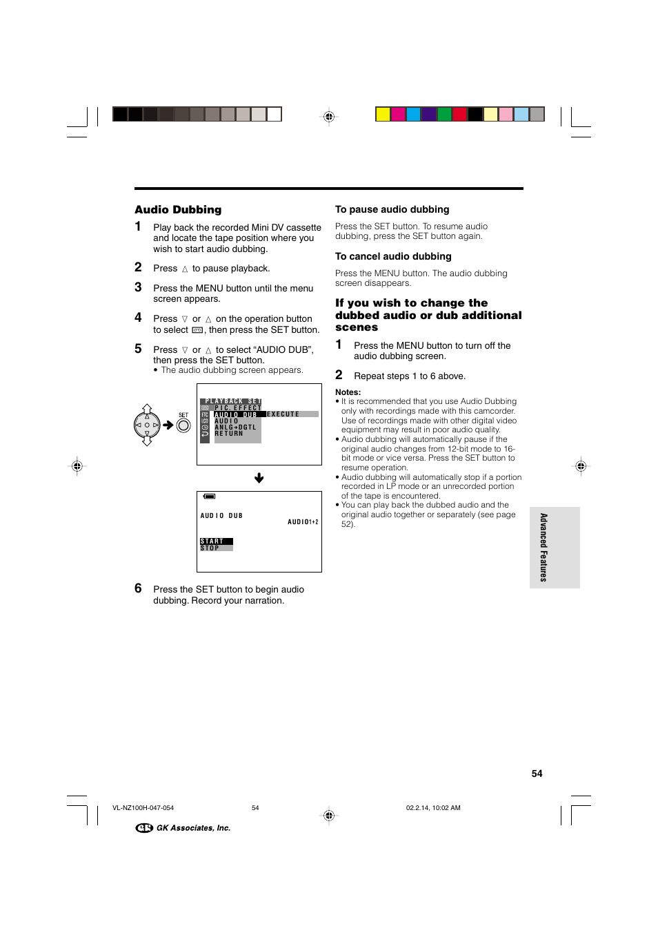 Audio dubbing | Sharp VL-NZ100S User Manual | Page 65 / 91