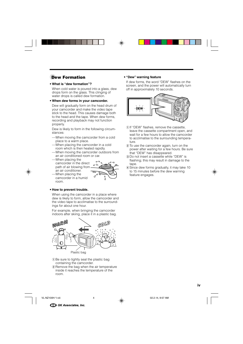 Dew formation | Sharp VL-NZ100S User Manual | Page 7 / 91