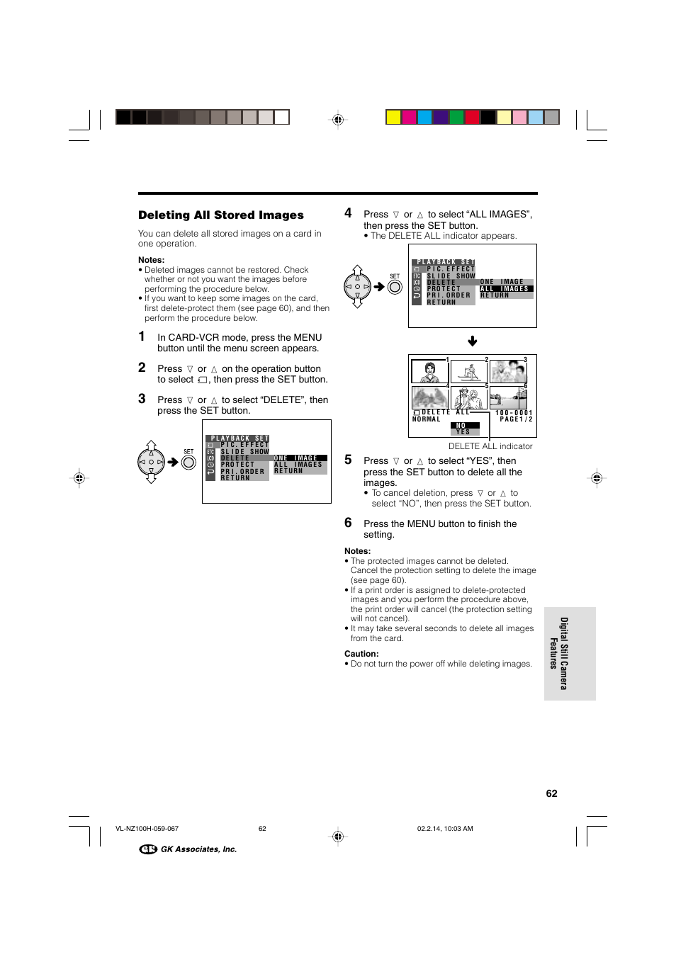 Deleting all stored images | Sharp VL-NZ100S User Manual | Page 73 / 91