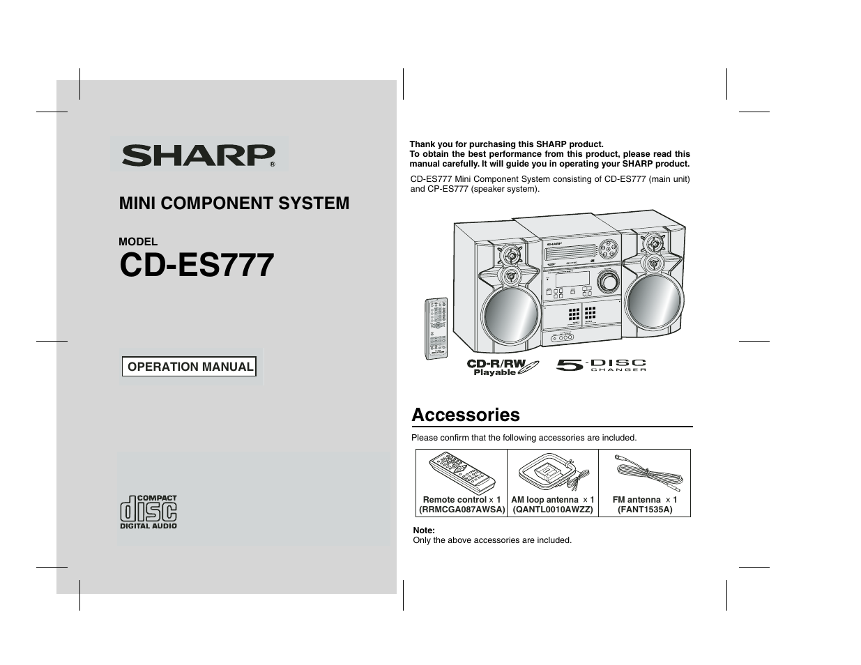 Sharp CD-ES777 User Manual | 36 pages